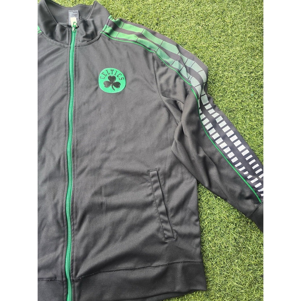 Adidas‎ Boston Celtics Jacket Size 2XL Black Green Full Zip Track Embroidered - Picture 2 of 6